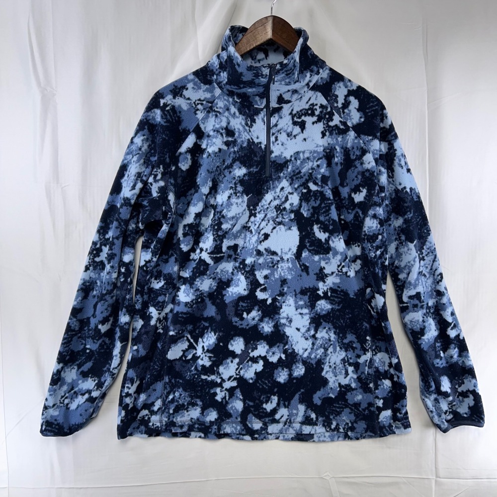 Columbia Fleece Pullover Women XXL Blue Abstract Print Quarter Zip XK1447